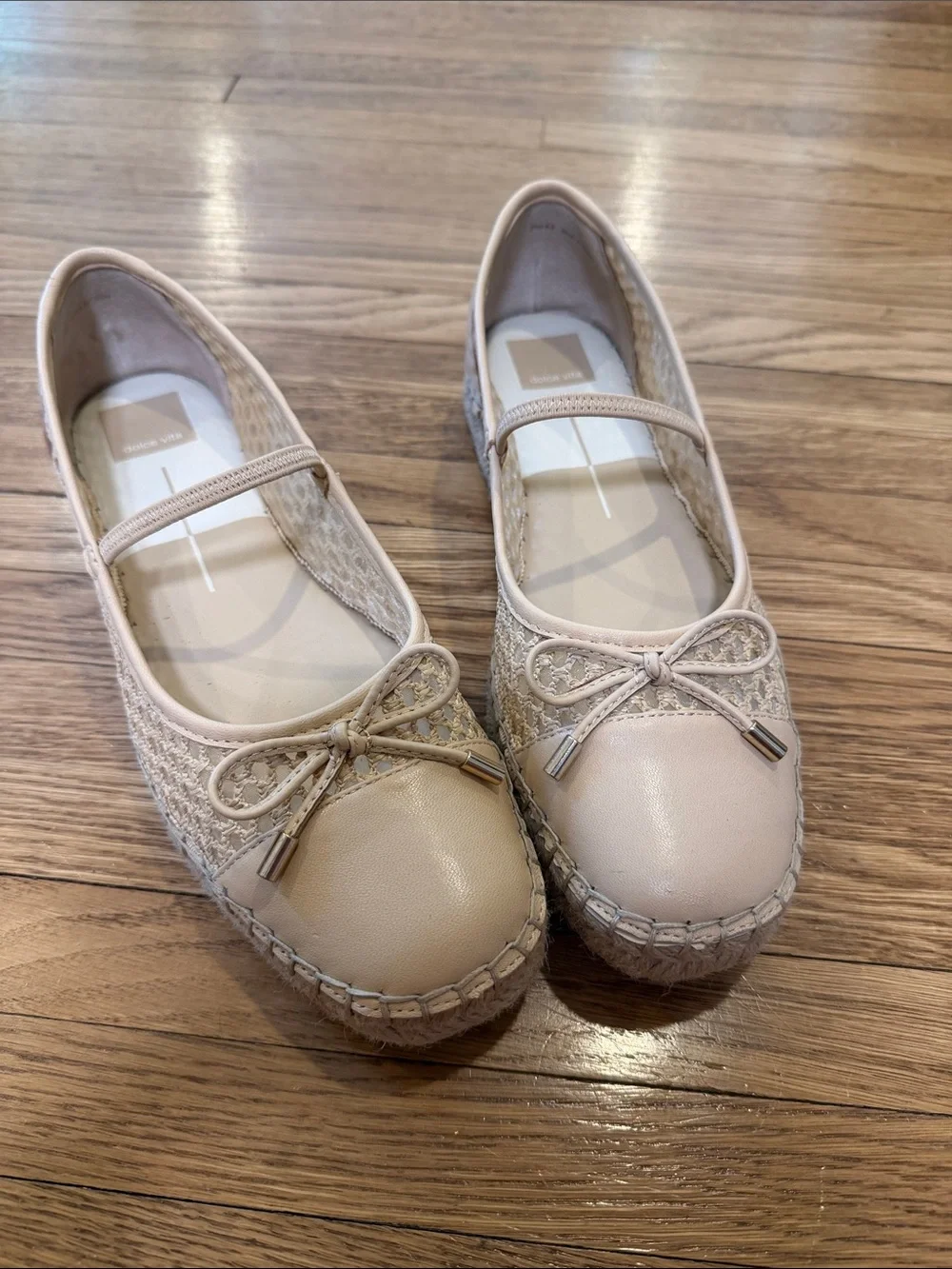 Dolce Vita Cream Espadrille Ballet Flats with Bow